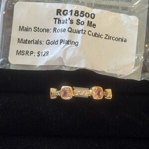 Rose Quartz CZ on Gold plating